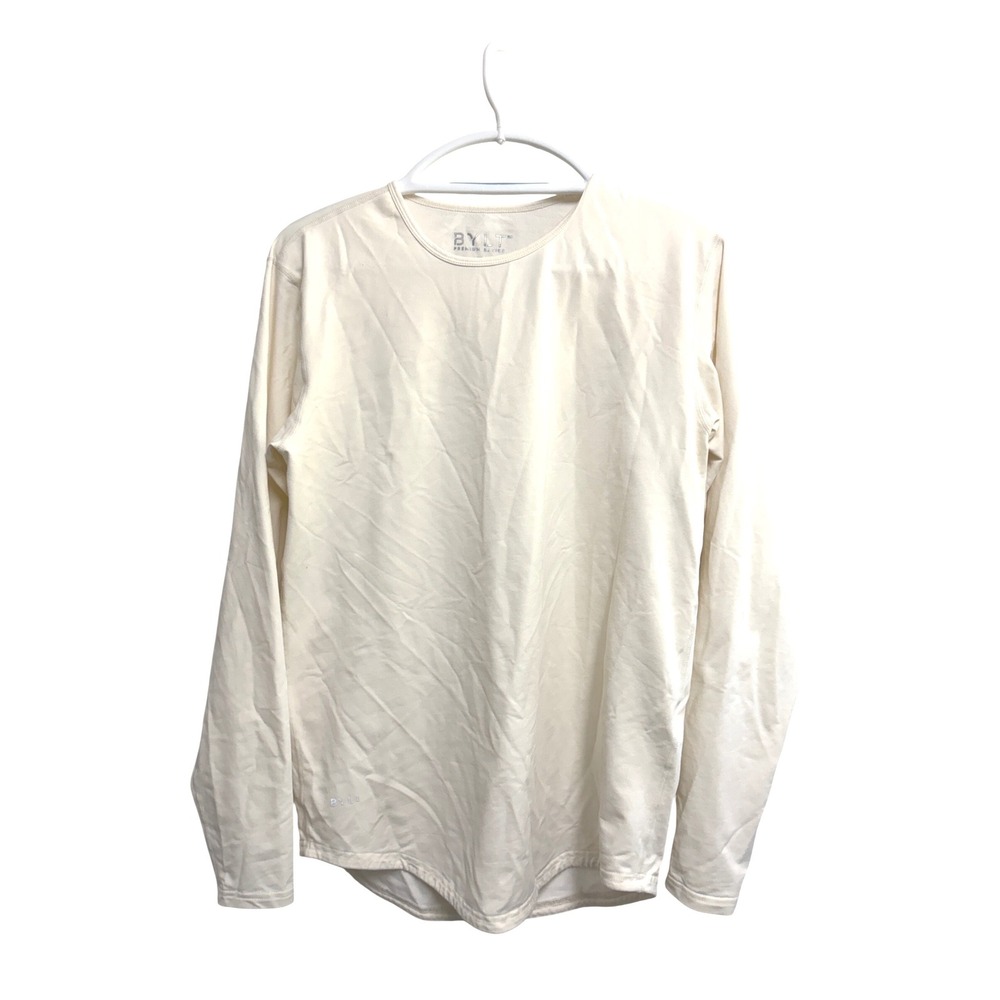 BYLT Lux Drop Cut Long Sleeve Fawn Cream Shirt Fawn Performance Stretch Small